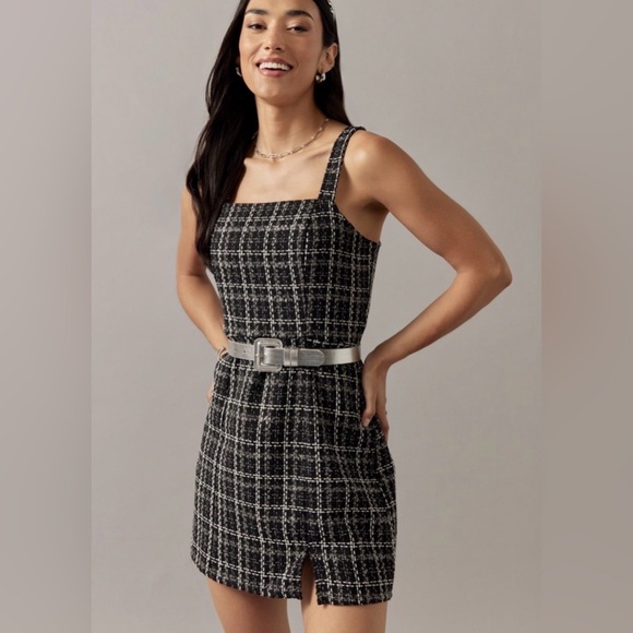 Francesca's Collections Dresses & Skirts - Francesca's Collections Black and White Tweed Midi Dress